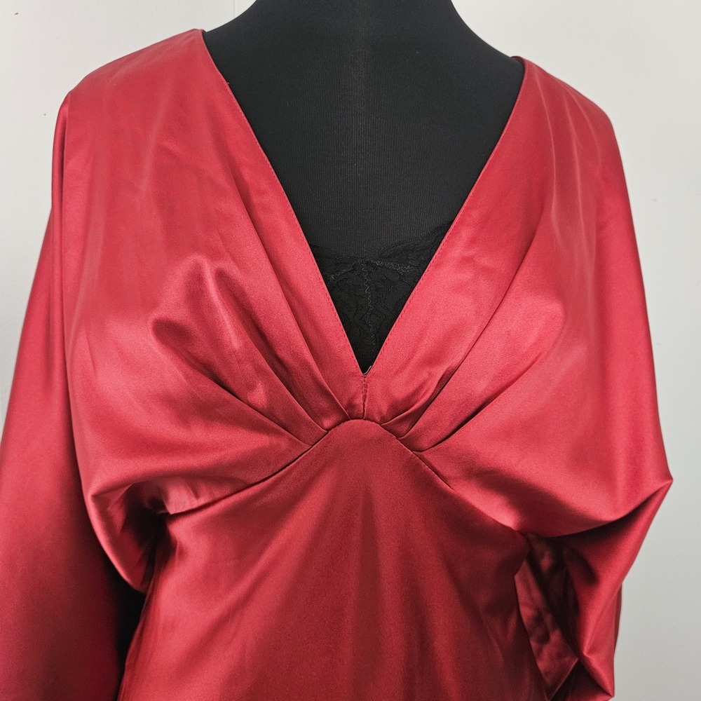 Sachin & Babi Anthropologie Midi Dress Womens 10 Satin Balloon Sleeve Romantic - Picture 4 of 13